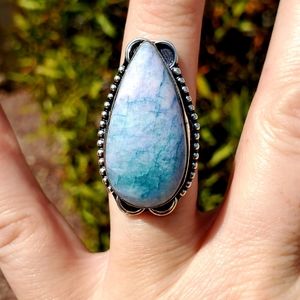 New Dragon Veins Agate 925 Silver Ring.
